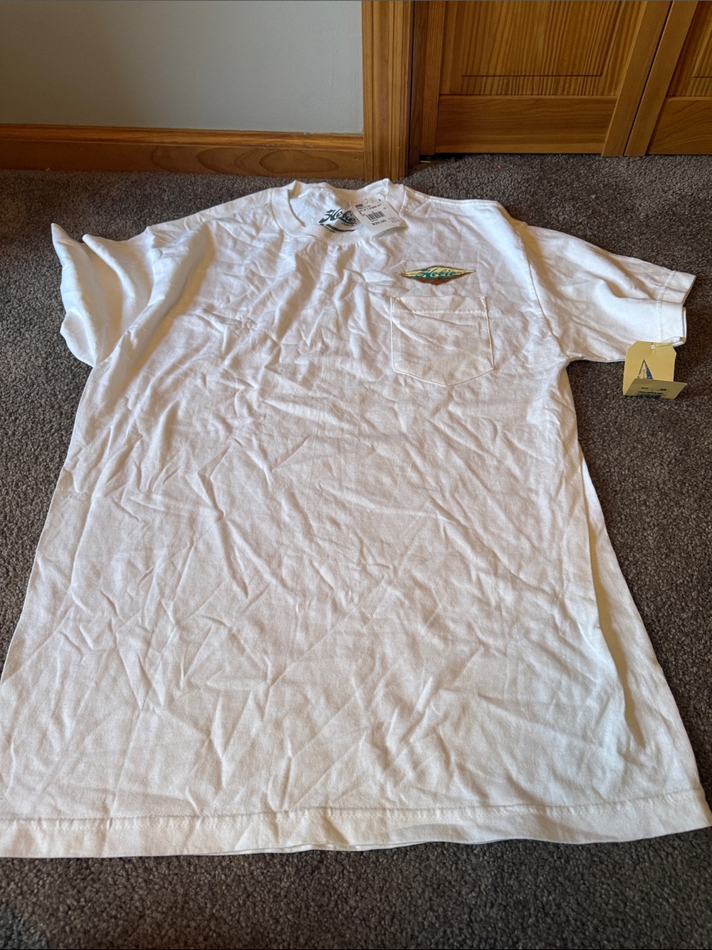 White Short-Sleeve Pocket T-Shirt with Small Chest Logo - Hurley
